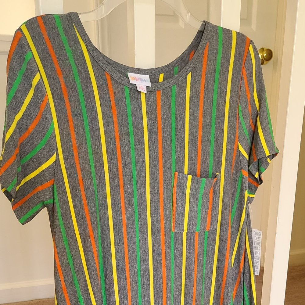 LulaRoe Gray with Stripe Dress Size Small